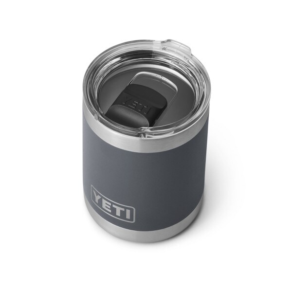Yeti 10oz lowball navy 3/4 view with MagSlider Lid